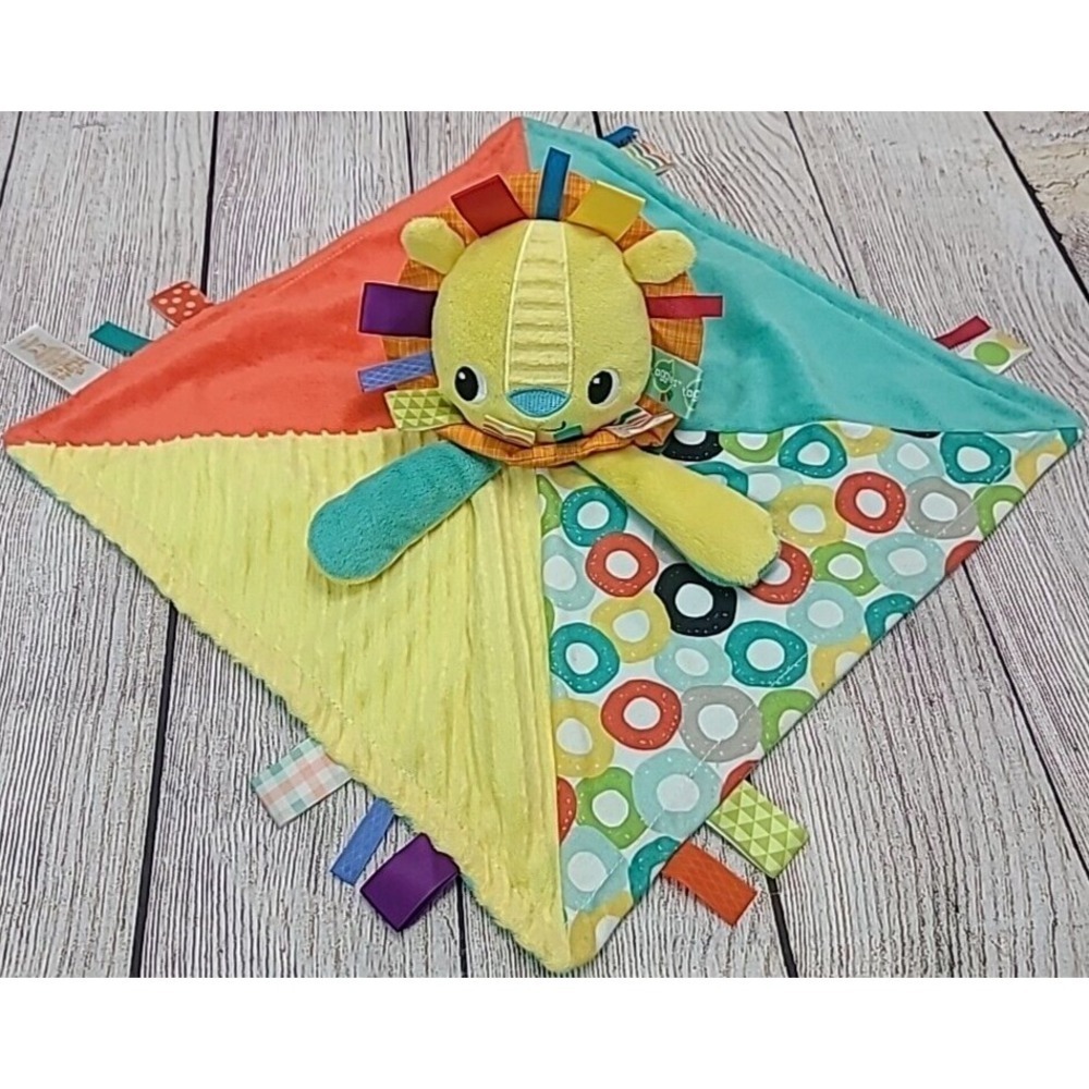 Bright Starts Taggies Plush Lion Baby Lovey Security Blanket 14" x 14"